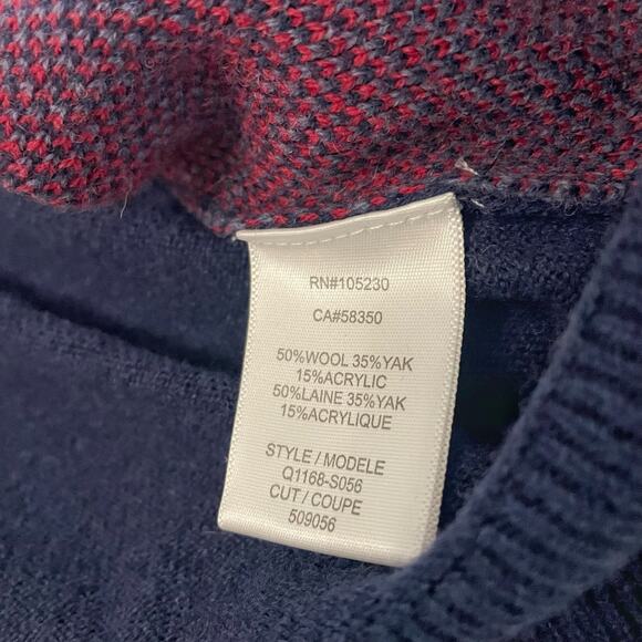 Equipment Femme Cecile V-Neck Sweater Wool Yak Blend Plaid Red Blue Size Medium - Picture 5 of 8